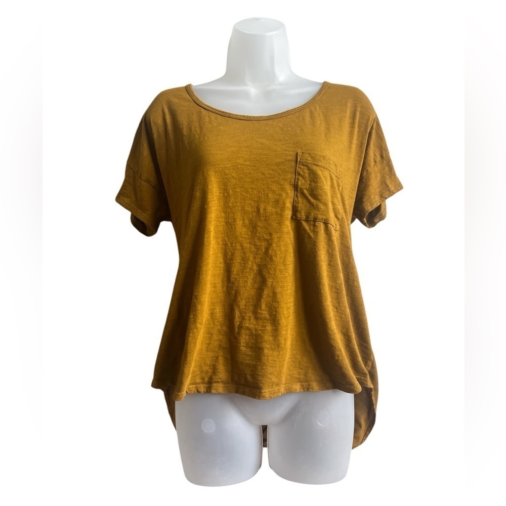 Amadi x Anthropologie Ladies Short Sleeve Mixed Media Blouse